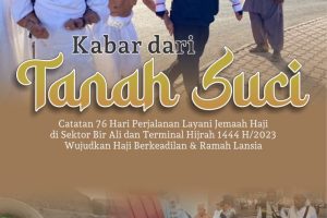 KABAR DARI TANAH SUCI Catatan 76 Hari Perjalanan Layani Jemaah Haji di Sektor Bir Ali dan Terminal Hijrah 1444 H/2023 Wujudkan Haji Berkeadilan & Ramah Lansia